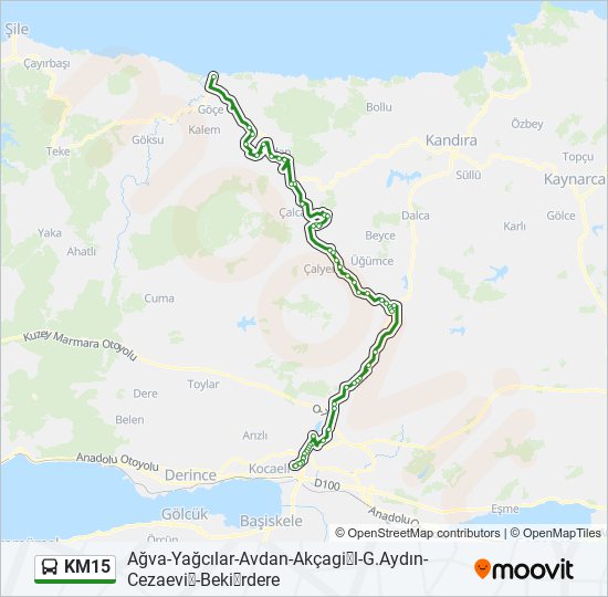 KM15 otobüs Hattı Haritası