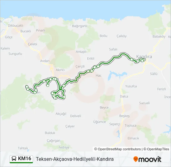 KM16 Bus Line Map
