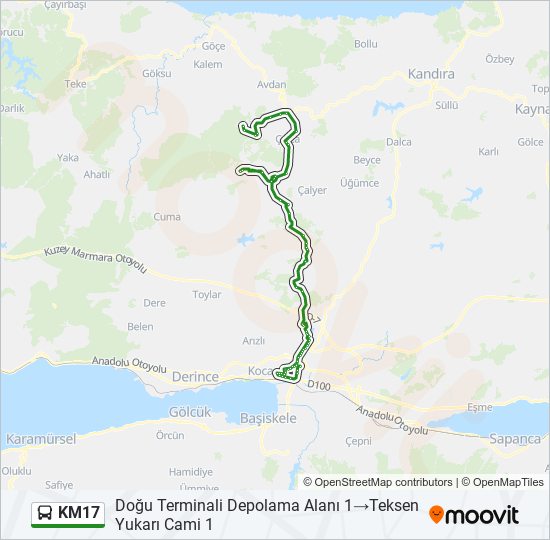 KM17 otobüs Hattı Haritası