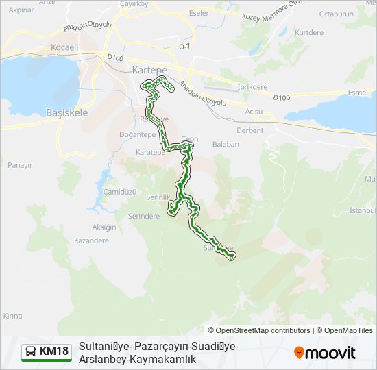 KM18 bus Line Map