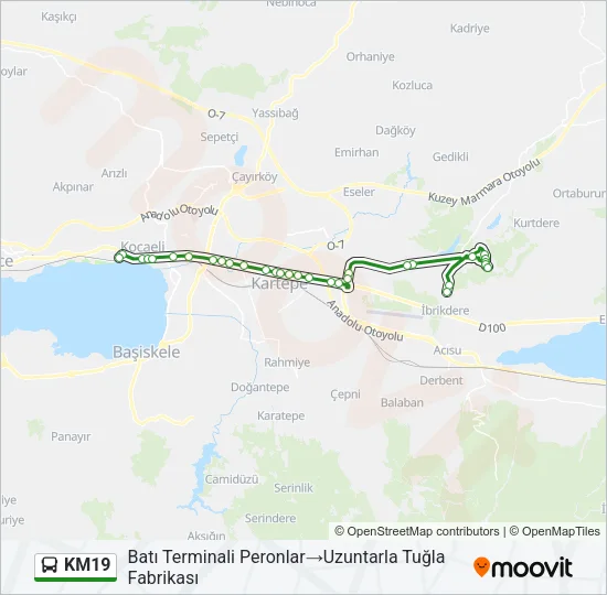 KM19 Bus Line Map