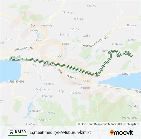 KM20 Bus Line Map