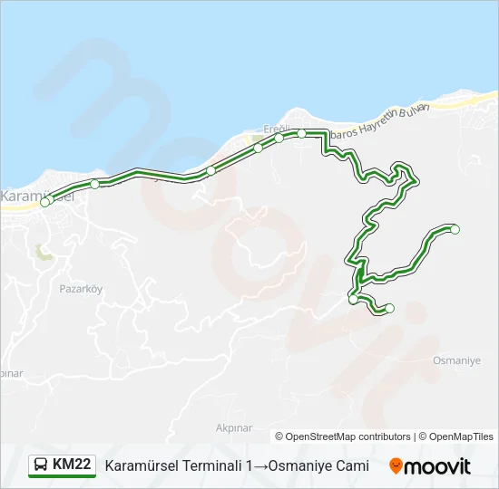 KM22 Bus Line Map