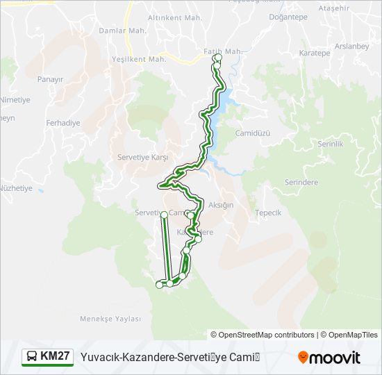 KM27 otobüs Hattı Haritası