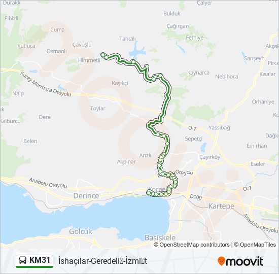 KM31 otobüs Hattı Haritası