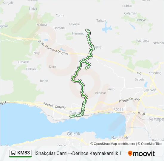KM33 Bus Line Map