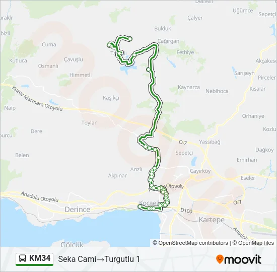 KM34 Bus Line Map