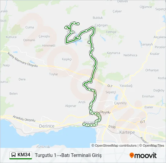KM34 Bus Line Map
