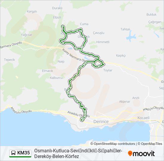 KM35 bus Line Map