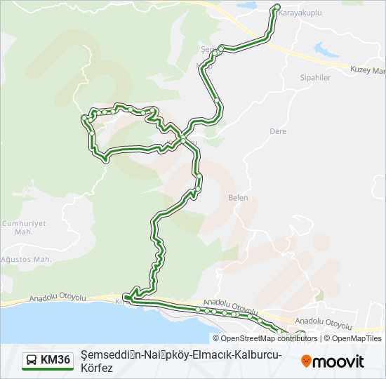 KM36 bus Line Map