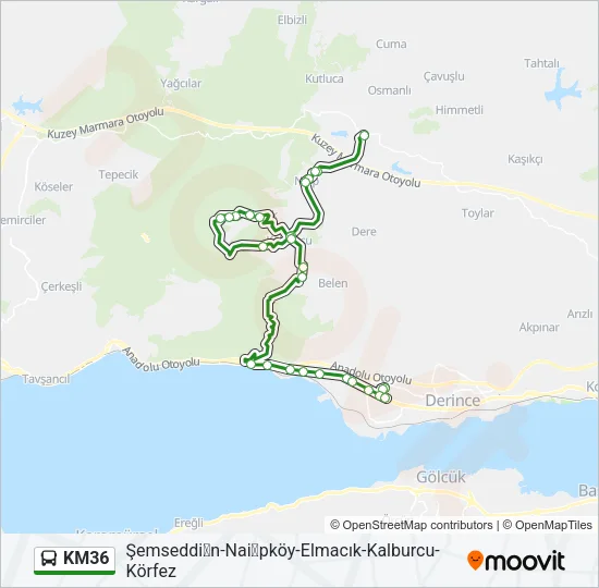 KM36 Bus Line Map
