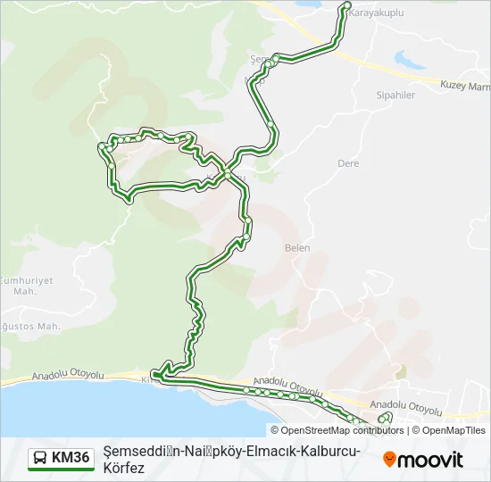KM36 Bus Line Map