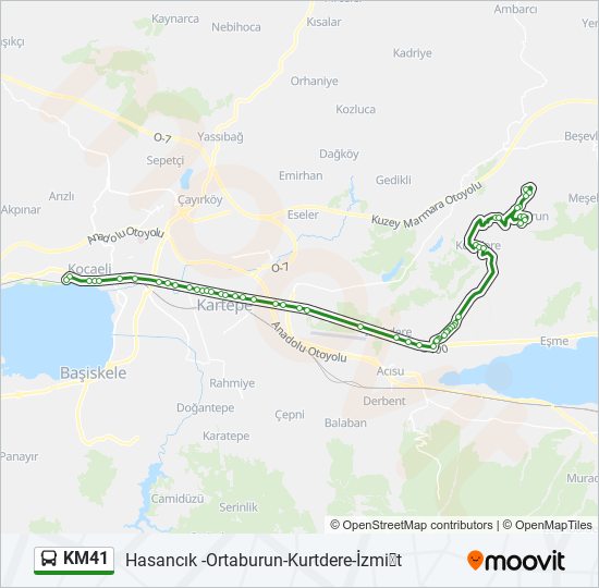 KM41 otobüs Hattı Haritası