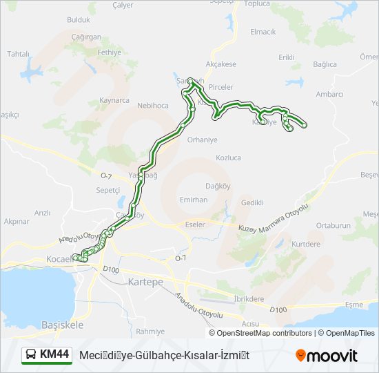 KM44 otobüs Hattı Haritası