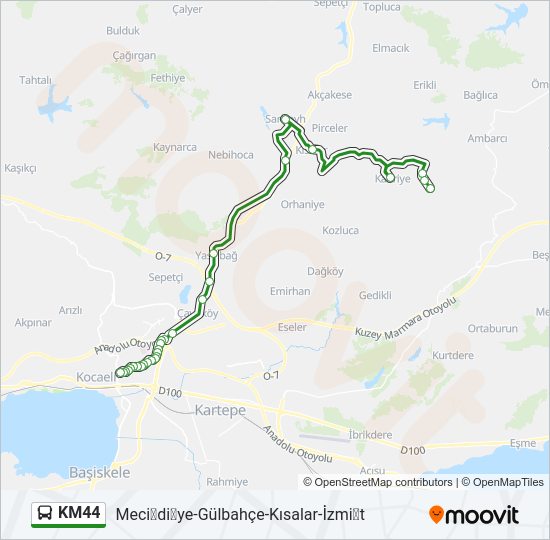 KM44 otobüs Hattı Haritası