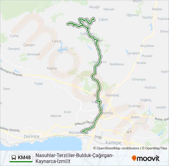 KM48 otobüs Hattı Haritası