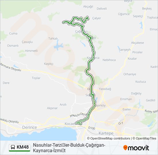 KM48 otobüs Hattı Haritası