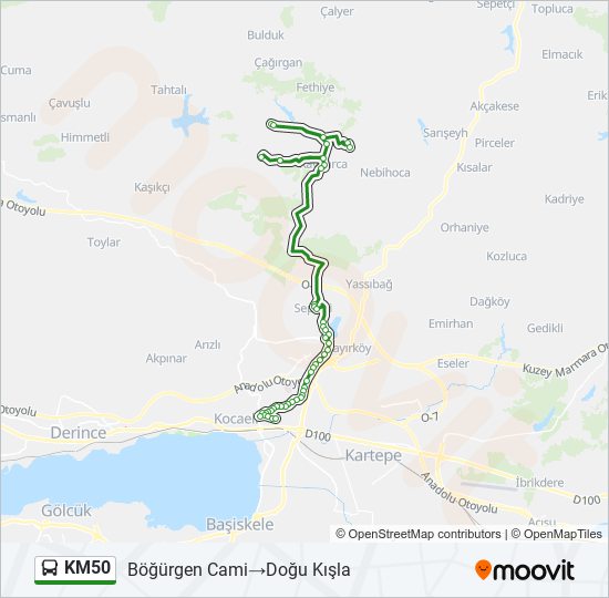 KM50 bus Line Map