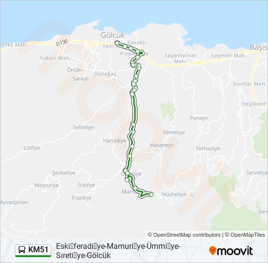 KM51 bus Line Map