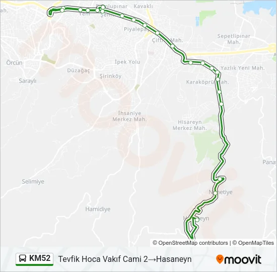 KM52 Bus Line Map
