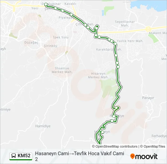 KM52 Bus Line Map