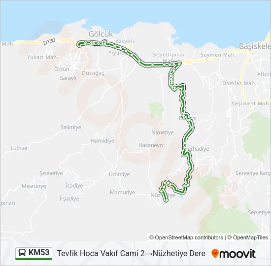 KM53 Bus Line Map