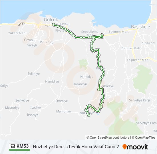 KM53 otobüs Hattı Haritası