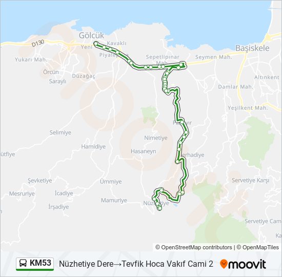 KM53 otobüs Hattı Haritası