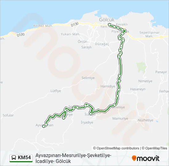 KM54 Bus Line Map