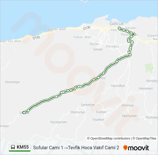 KM55 Bus Line Map