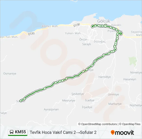 KM55 Bus Line Map