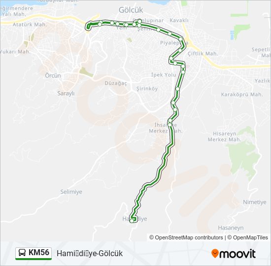 KM56 otobüs Hattı Haritası