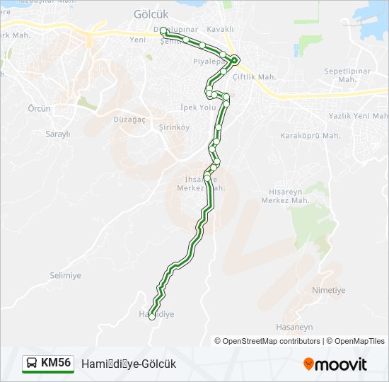 KM56 otobüs Hattı Haritası