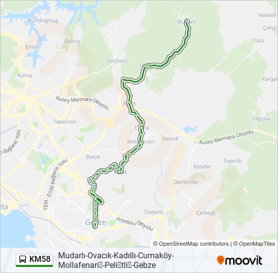 KM58 bus Line Map