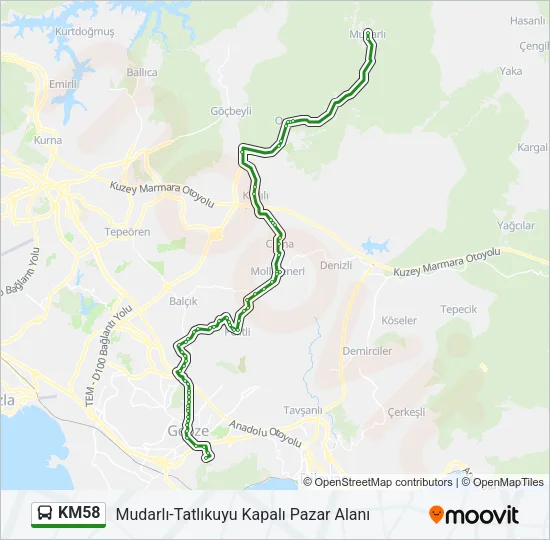 KM58 Bus Line Map