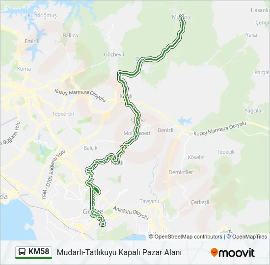 KM58 Bus Line Map