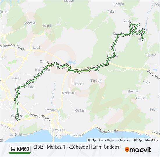 KM60 bus Line Map