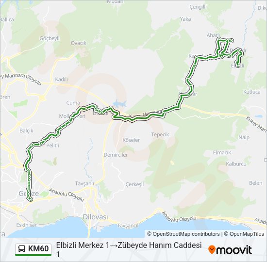 KM60 otobüs Hattı Haritası