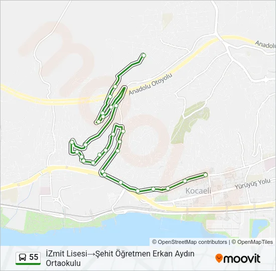 55 Bus Line Map