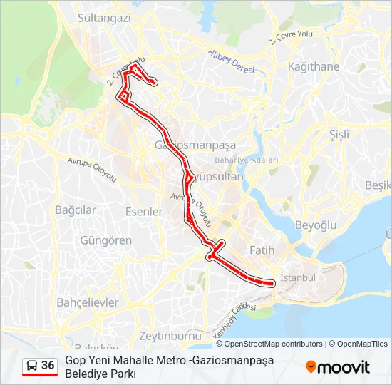 36 Bus Line Map