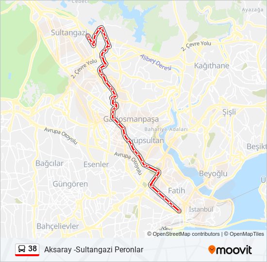 38 bus Line Map