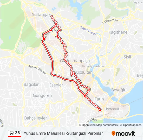 38 Bus Line Map