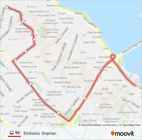 90 Bus Line Map