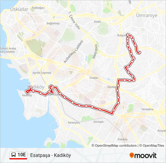 10E Bus Line Map