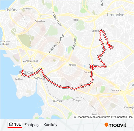 10E Bus Line Map