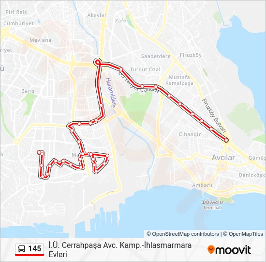 145 Route: Schedules, Stops & Maps - İ.Ü. Cerrahpaşa Avc. Kamp ...
