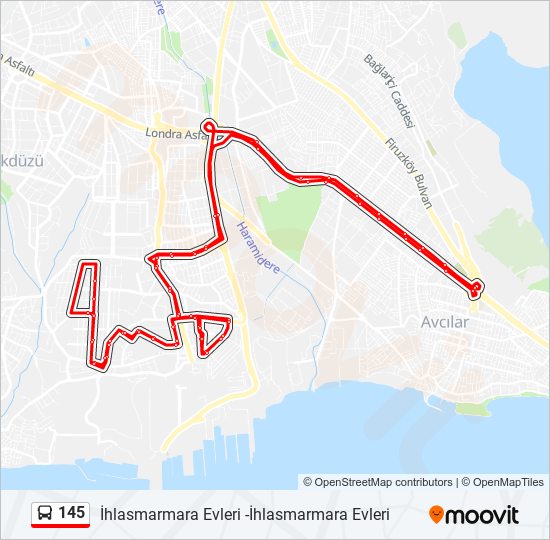 145 bus Line Map