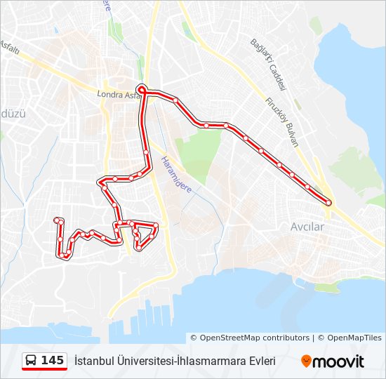 145 bus Line Map