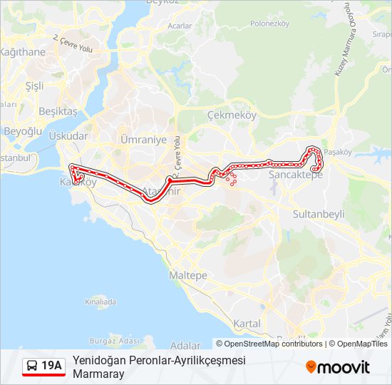 19A bus Line Map