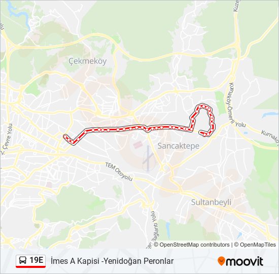 19E bus Line Map